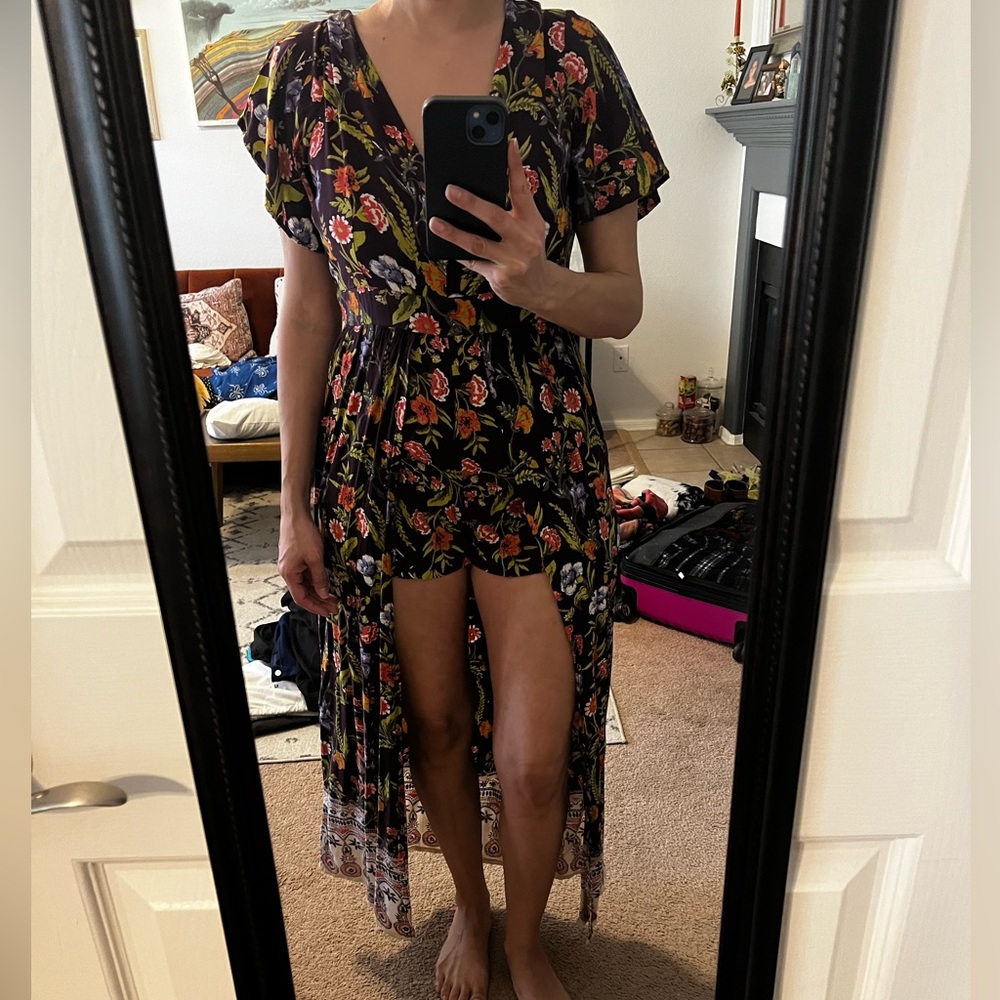 90s botanical romper dress